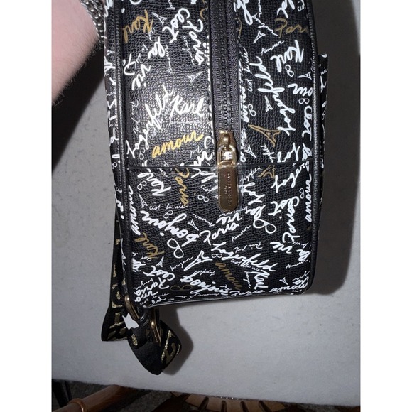 Karl Lagerfeld Paris Medium‎ Backpack Black Gold AOP Script L5GK48CJ NWT $198 - Picture 4 of 10